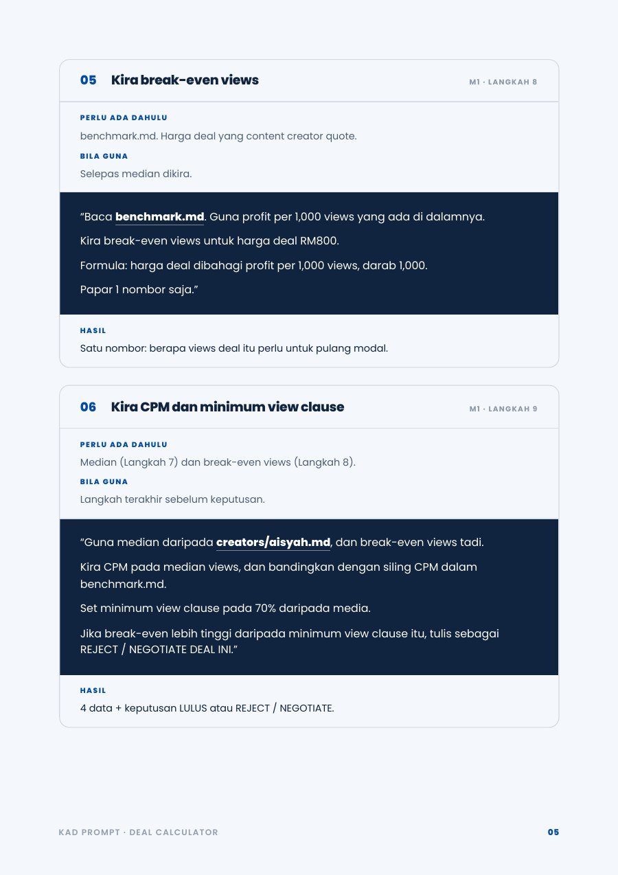 Kad Prompt Deal Calculator — kad prompt 05 dan 06